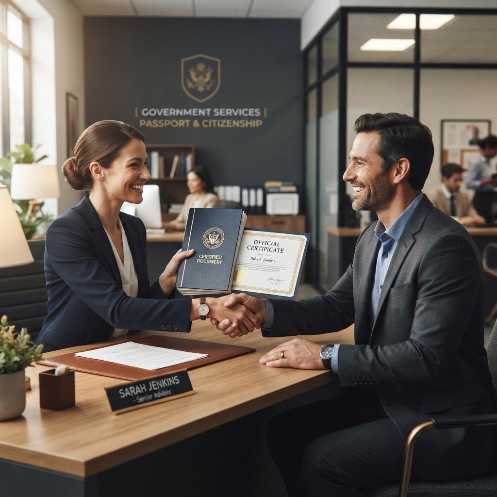 Client receiving completed documents